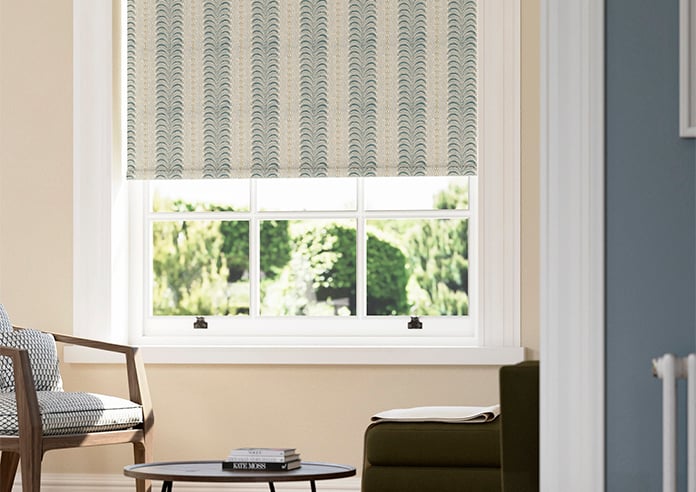 Land & Shore Fintra Stripe (Blackout), Teal - Twist&Fit Roller Blind - Image 5